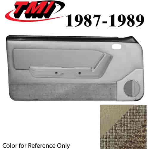 10-74217-973-74-906 SAND BEIGE - 1987-89 MUSTANG CONVERTIBLE DOOR PANELS MANUAL WINDOWS WITH TWEED INSERTS