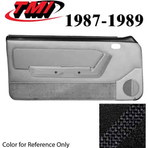10-74227-958-51-801 BLACK NOT ORIGINAL - 1987-89 MUSTANG CONVERTIBLE DOOR PANELS MANUAL WINDOWS WITH VELOUR INSERTS