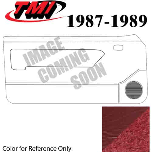 10-74307-6244-815 SCARLET RED - 1987-89 MUSTANG CONVERTIBLE DOOR PANELS POWER WINDOWS WITHOUT INSERTS