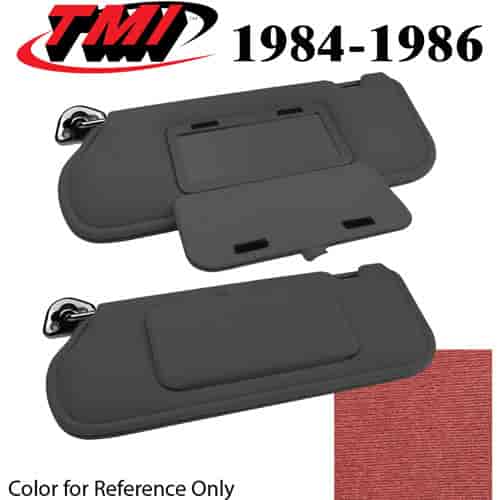 21-73005-1805 CANYON RED 1984-86 - 1985-93 MUSTANG SUNVISORS WITH MIRRORS STANDARD CLOTH