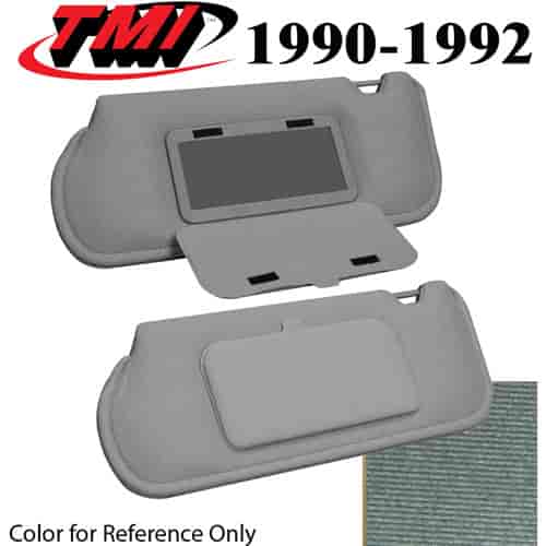 21-73016-1908 CRYSTAL BLUE 1990-92 - 1990-93 SUNROOF MUSTANG SUNVISORS OPTIONAL CLOTH W/MIRRORS