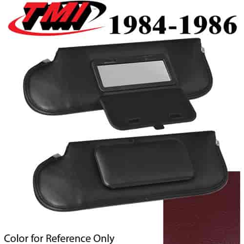 21-74003-3116 CANYON RED 1984-86 - 1983-86 CONVT. MUSTANG SUNVISORS WITH MIRRORS SEAT VINYL