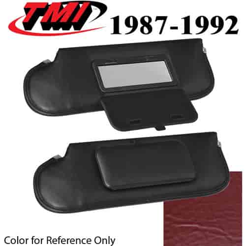 21-74003-6244 SCARLET RED 1987-92 - 1983-86 CONVT. MUSTANG SUNVISORS WITH MIRRORS SEAT VINYL