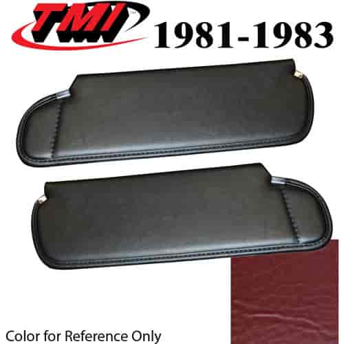21-74203-971 MEDIUM RED 1981-83 - 1983-86 CONVT. MUSTANG SUNVISORS WITHOUT MIRROR SEAT VINYL