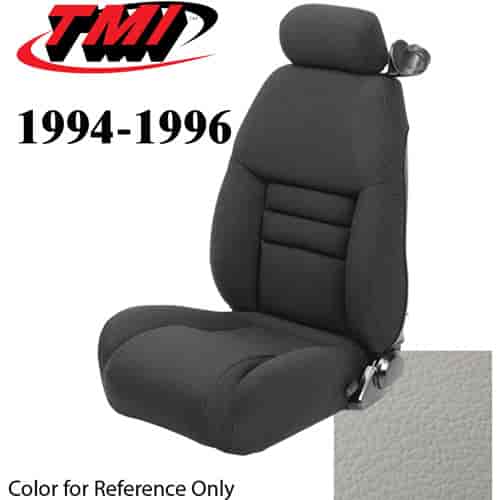 43-76604-L965 1994-96 MUSTANG GT FRONT BUCKET SEAT OXFORD WHITE LEATHER UPHOLSTERY LARGE HEADREST COVERS INCLUDED