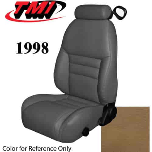 43-76608-L261 1998 MUSTANG GT FRONT BUCKET SEAT SADDLE LEATHER UPHOLSTERY SMALL HEADREST COVERS INCLUDED