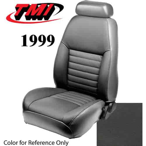 43-76609-L741 1999 MUSTANG GT FRONT BUCKET SEAT DARK CHARCOAL LEATHER UPHOLSTERY SMALL HEADREST COVERS INCLUDED