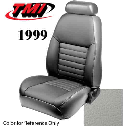 43-76609-L965 1999 MUSTANG GT FRONT BUCKET SEAT OXFORD WHITE LEATHER UPHOLSTERY SMALL HEADREST COVERS INCLUDED