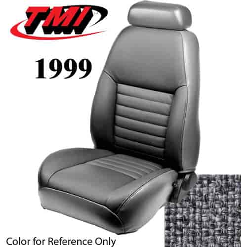 43-76709-71 1999 MUSTANG GT FRONT BUCKET SEAT DARK CHARCOAL TWEED NON-OE CLOTH UPHOLSTERY LARGE HEADREST COVERS INCLUDED