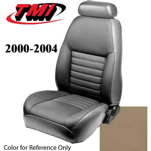 43-76600-L262 2000-04 MUSTANG GT FRONT BUCKET SEAT MEDIUM PARCHMENT LEATHER UPHOLSTERY SMALL HEADREST COVERS INCLUDED