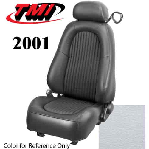 43-76801-965-965P 2001 MUSTANG BULLITT FRONT BUCKET SEAT OXFORD WHITE VINYL UPHOLSTERY WITH PERFORATED VINYL INSERTS