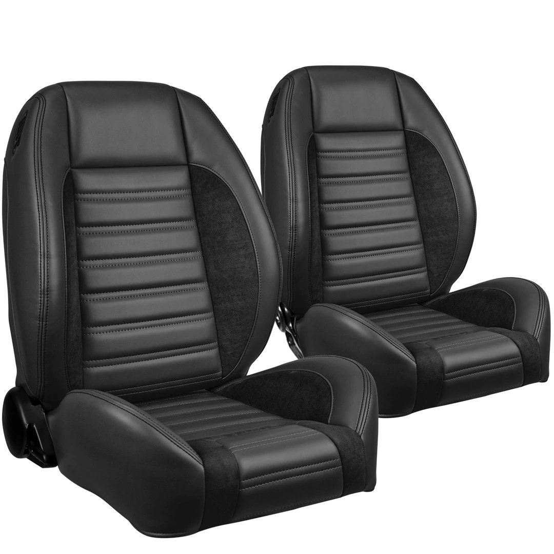 Pro-Series Universal Sport-R Low Back Seats without Headrest [Dark Charcoal Vinyl, Medium Graphite Suede w/Black Stitch] OE #: 4