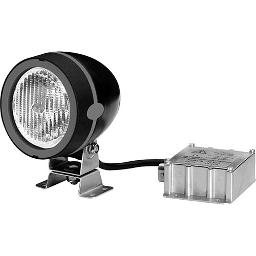 Mega Beam Xenon Work Lamp Round Black And Red Housing Close Range 12V 35W Upright/Pedestal Mount Incl. 300mm Cable