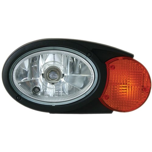Oval C120 Combination Headlamp RH Passenger Side Clear And Amber Lens Black Housing High/Low Beam 12V 60/55W SAE Approved