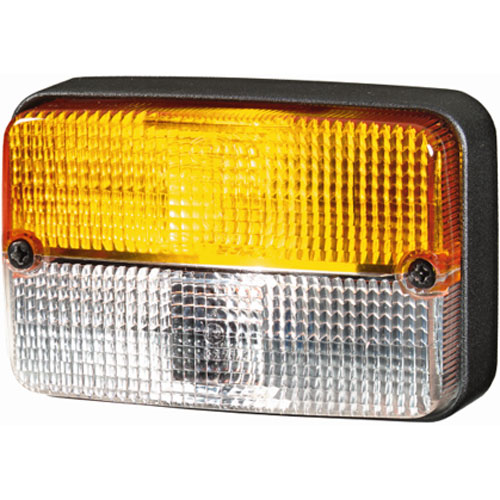 7131 Turn/Side Marker Lamp Rectangle Amber/White Lens 12V w/1200mm Wire Leads ECE Approved