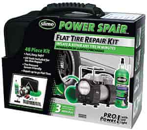 Power Spair Flat Tire Repair Kit 12 Volt TPMS Safe 48 Piece Kit