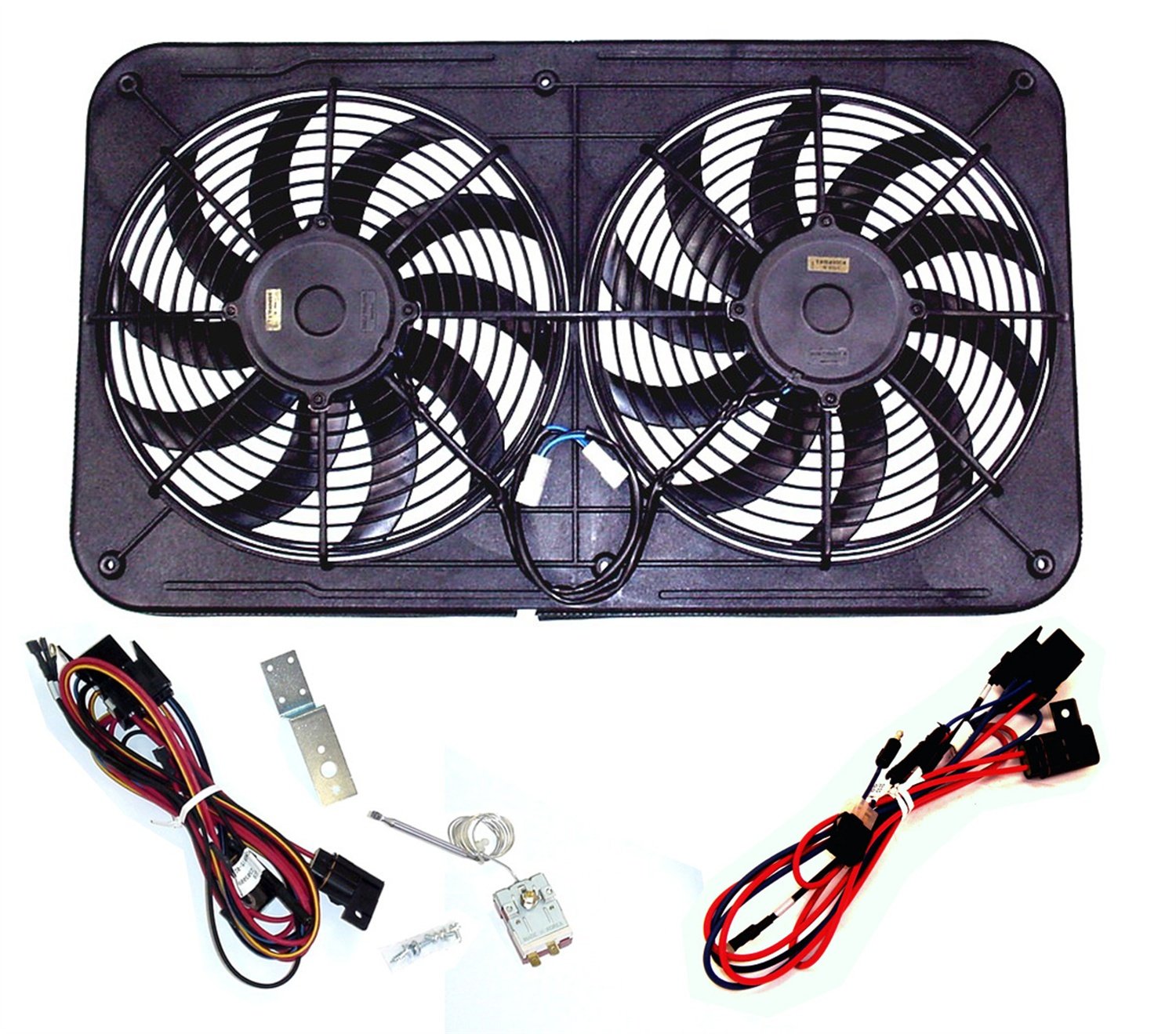 Jetstreme II Platinum-Series Electric Cooling Fan with Relay Harness, Diameter: 12 in., Type: Dual