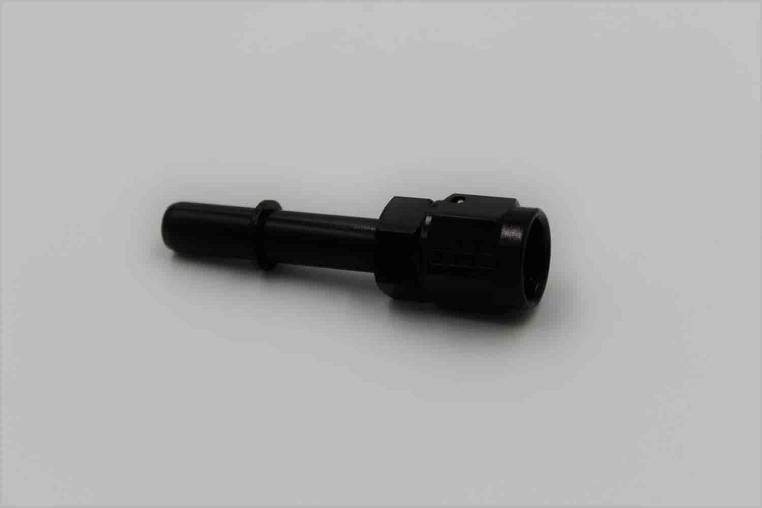 491995BL Fuel Injection Adapter Fitting -6 AN Female x 3/8 in. Male Quick Connect [90 Degree, Black]