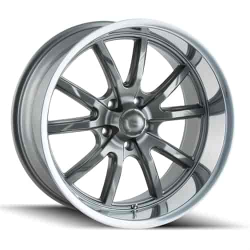 Ridler 650 Series Grey w/Polished Lip Wheel Size: 20" x 10"