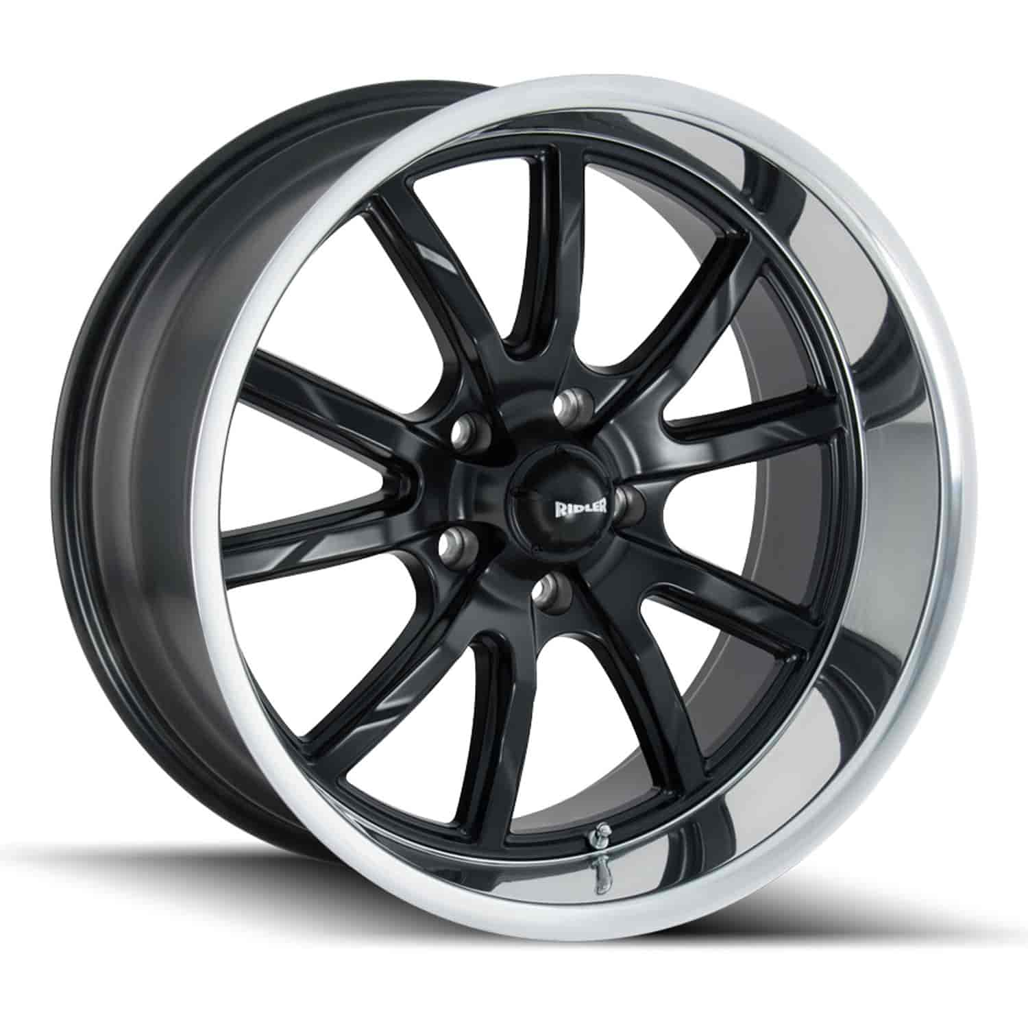 Ridler 650 Series Matte Black w/Polished Lip Wheel Size: 15" x 7"