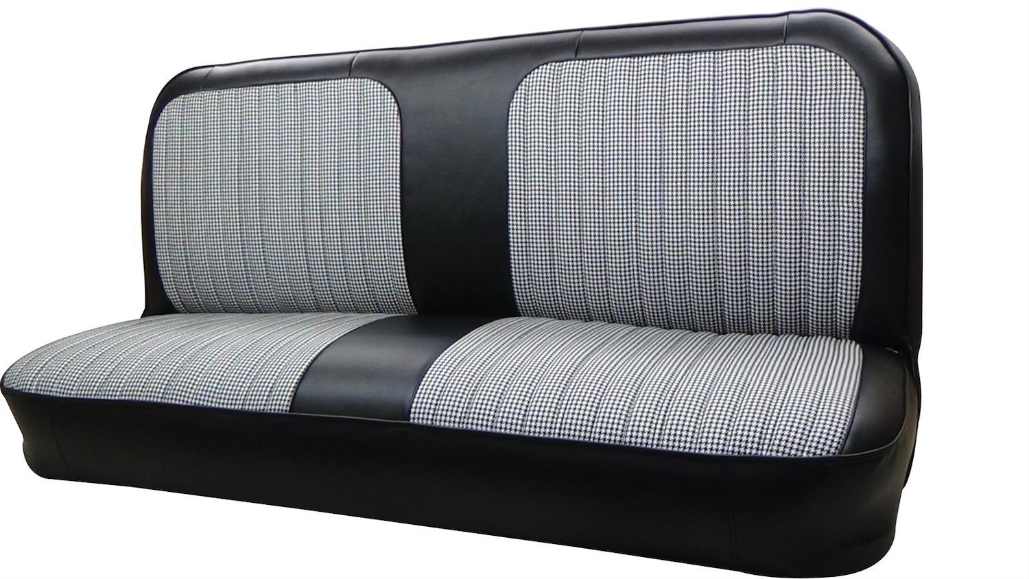 1971-72 Chevrolet Truck Front Bench with Houndstooth Inserts T=L-3931 I=White Black Houndstooth