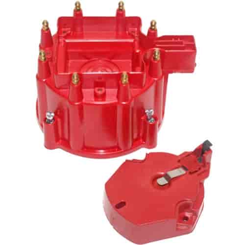 Spark Delivery Cap And Rotor Kit Red GM V8 HEI With Internal Coil