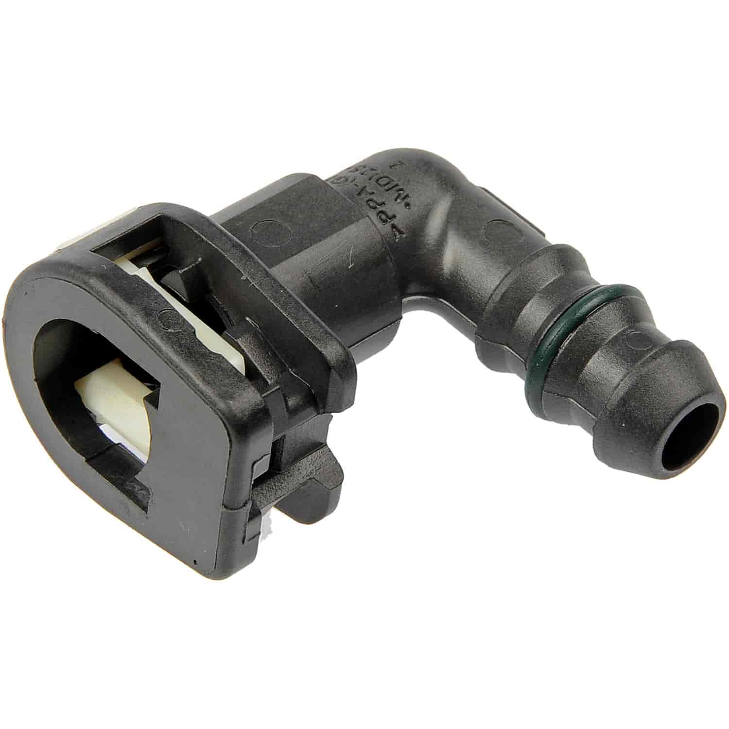 FUEL LINE CONNECTOR 5/16 IN. STEEL TO 3/8 IN. NYLON W/ 90 DEGREE BEND