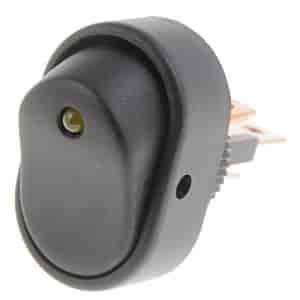 Oval Style LED Rocker Switch Black Body/Amber LED