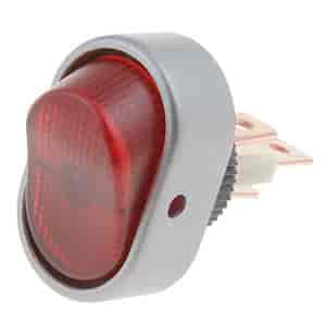 Oval Style Glow Rocker Switch Aluminum Body/Red Glow