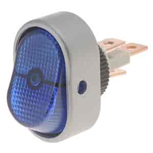 Oval Style Glow Rocker Switch Aluminum Body/Blue Glow