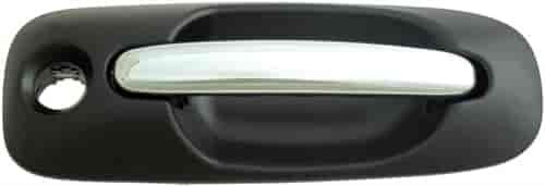 Exterior Door Handle Side Sliding Right With Keyhole Chrome Lever Black Housing