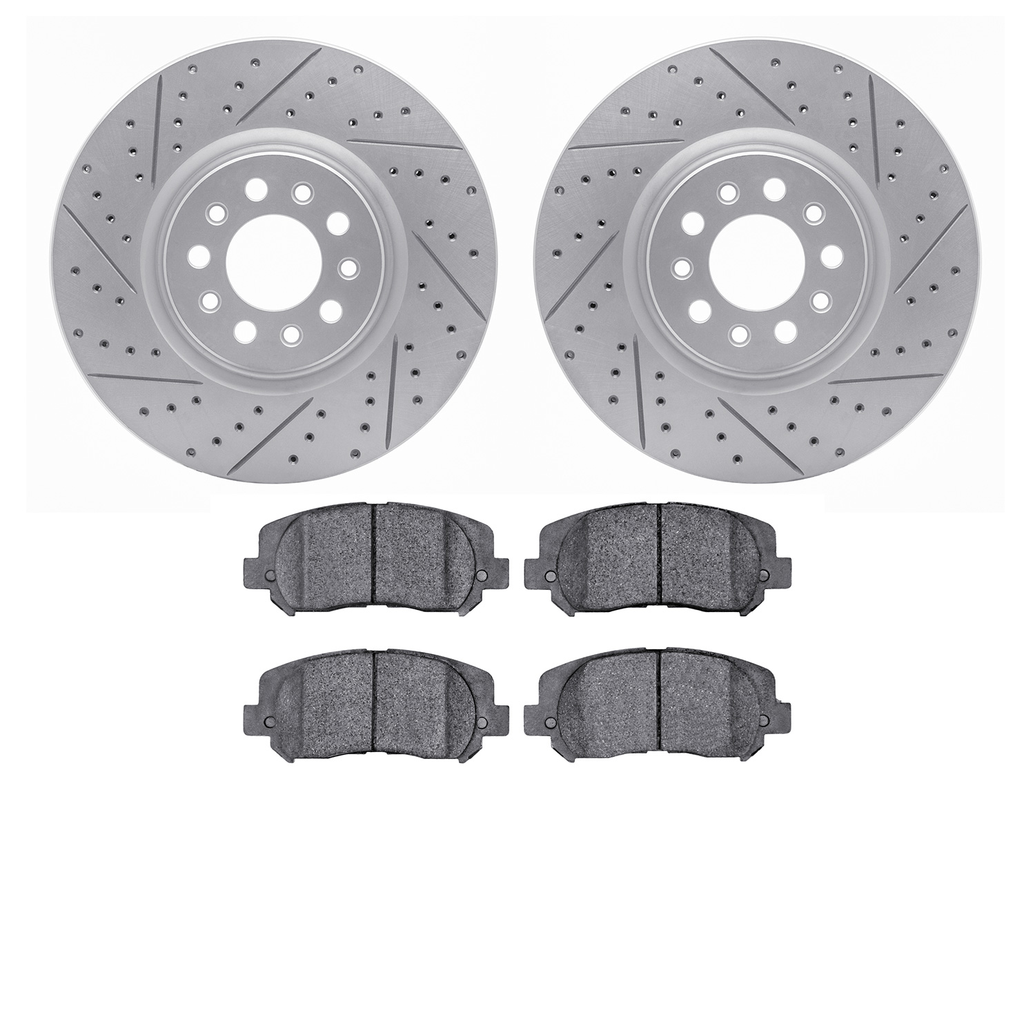2502-42042 Geoperformance Drilled/Slotted Rotors w/5000 Advanced Brake Pads Kit, Fits Select Mopar, Position: Front