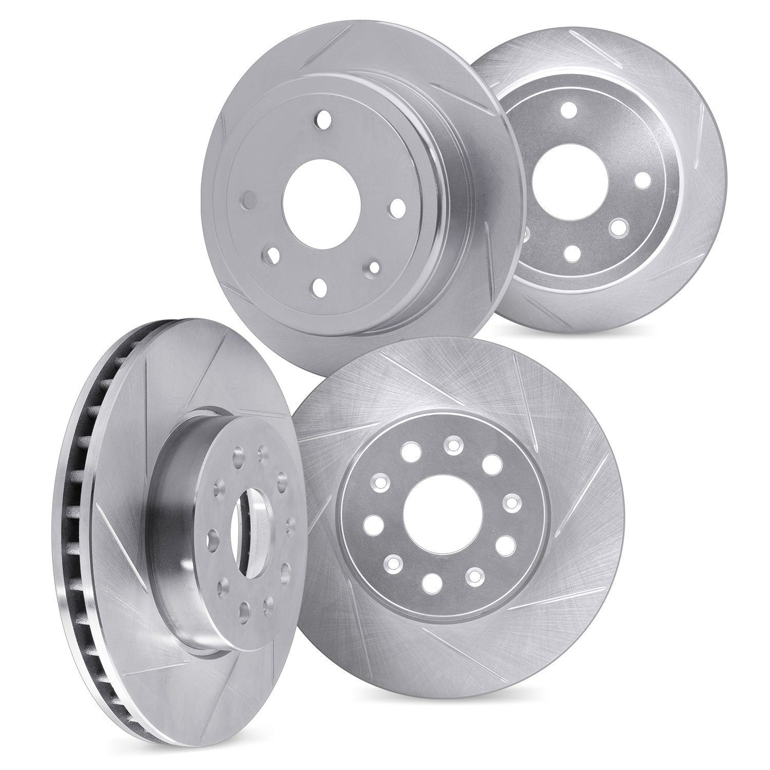 5004-63036 Slotted Brake Rotors [Silver], 2015-2018 Mercedes-Benz, Position: Front and Rear