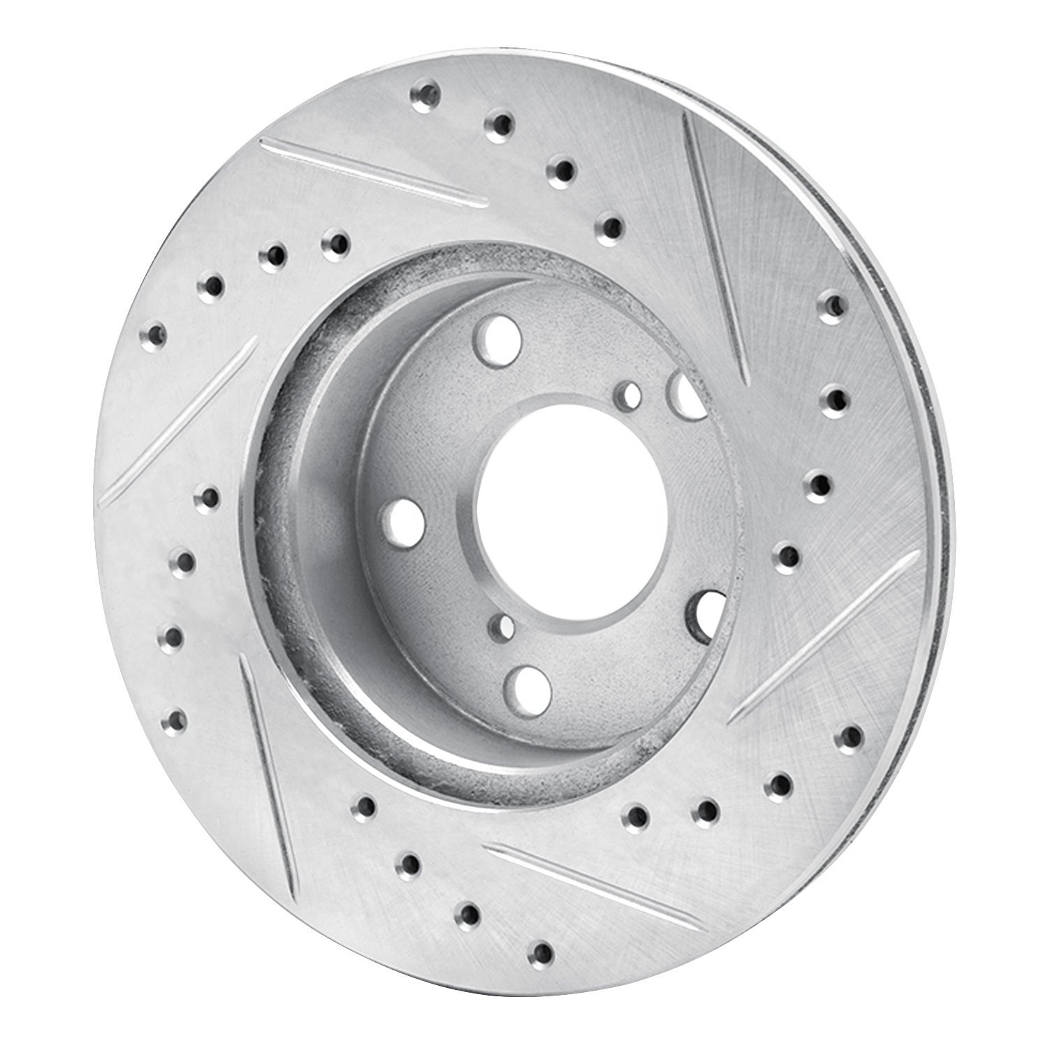 631-13013L Drilled/Slotted Brake Rotor [Silver], 1993-1996 Subaru, Position: Front Left