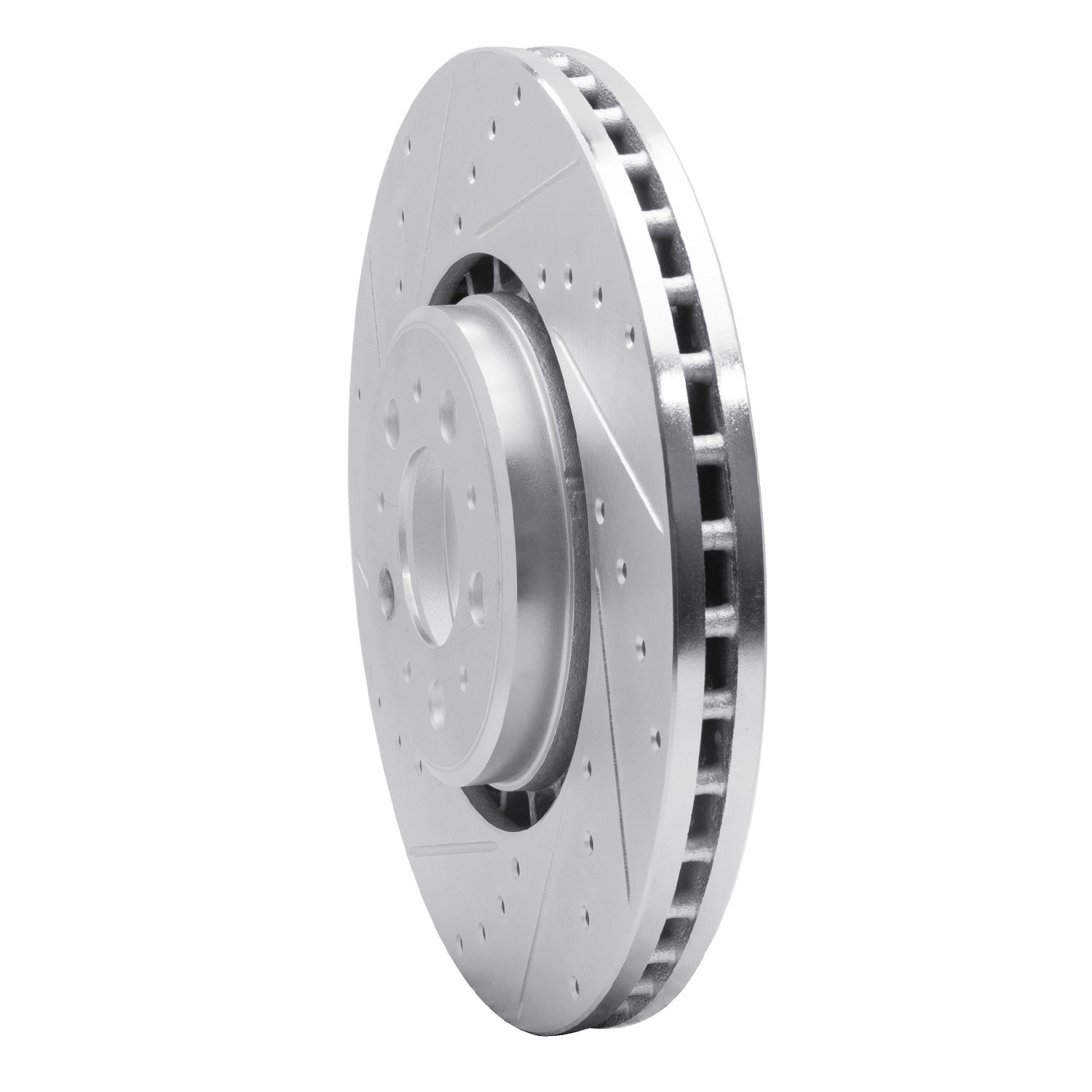 631-27040L Drilled/Slotted Brake Rotor [Silver], 2003-2009 Volvo, Position: Front Left