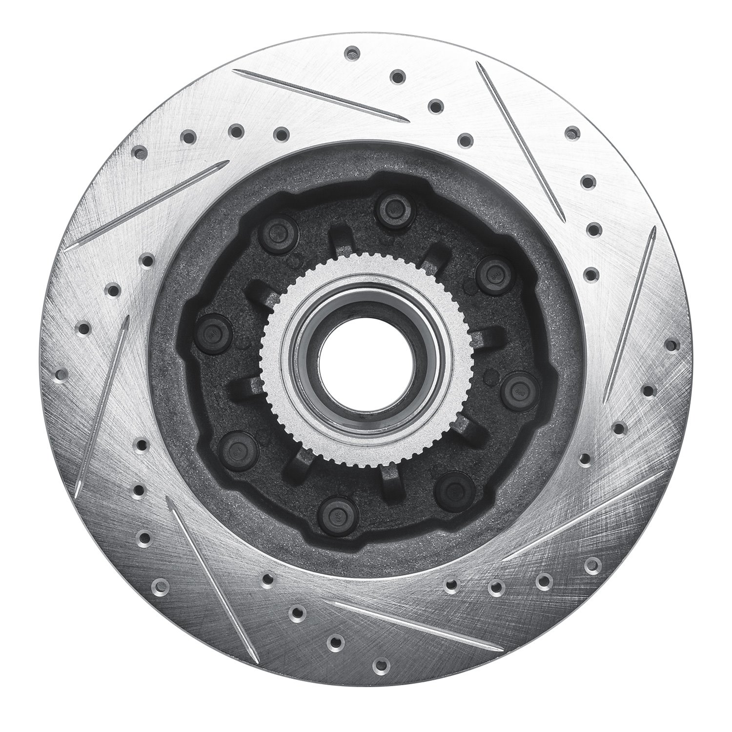 631-48021L Drilled/Slotted Brake Rotor [Silver], 1993-1995 GM, Position: Front Left