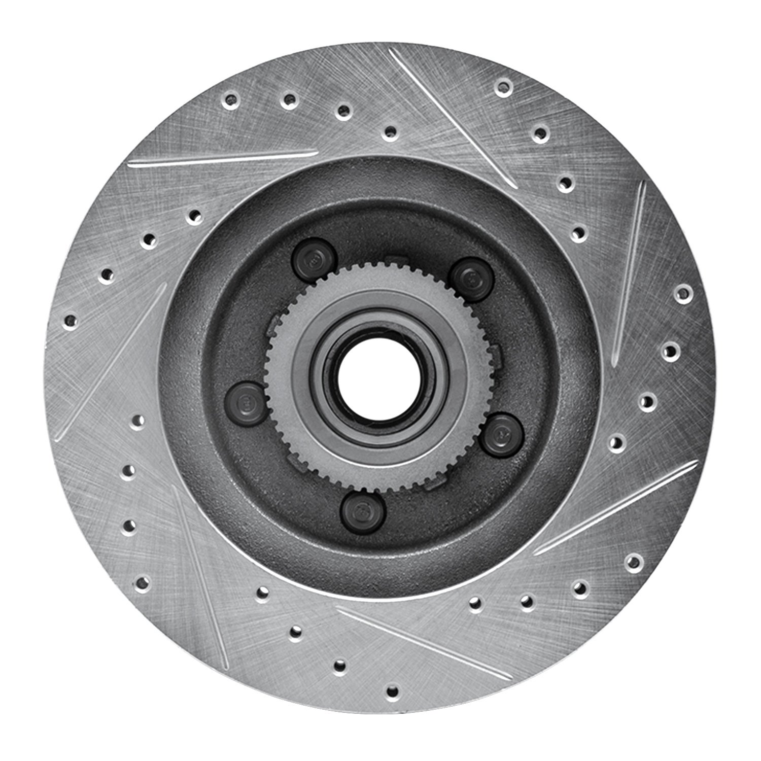 631-48024L Drilled/Slotted Brake Rotor [Silver], 1993-1995 GM, Position: Front Left