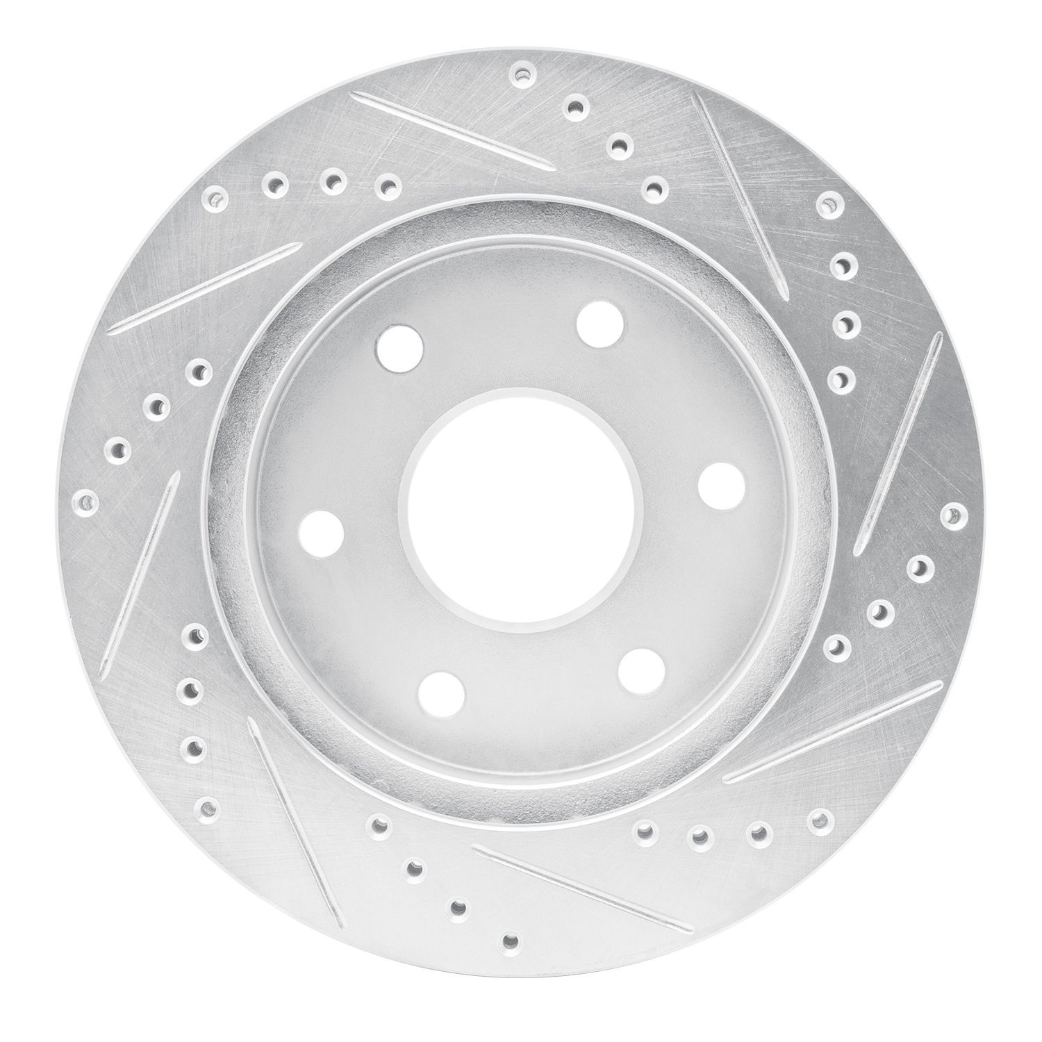 631-48036L Drilled/Slotted Brake Rotor [Silver], 1999-2008 GM, Position: Front Left
