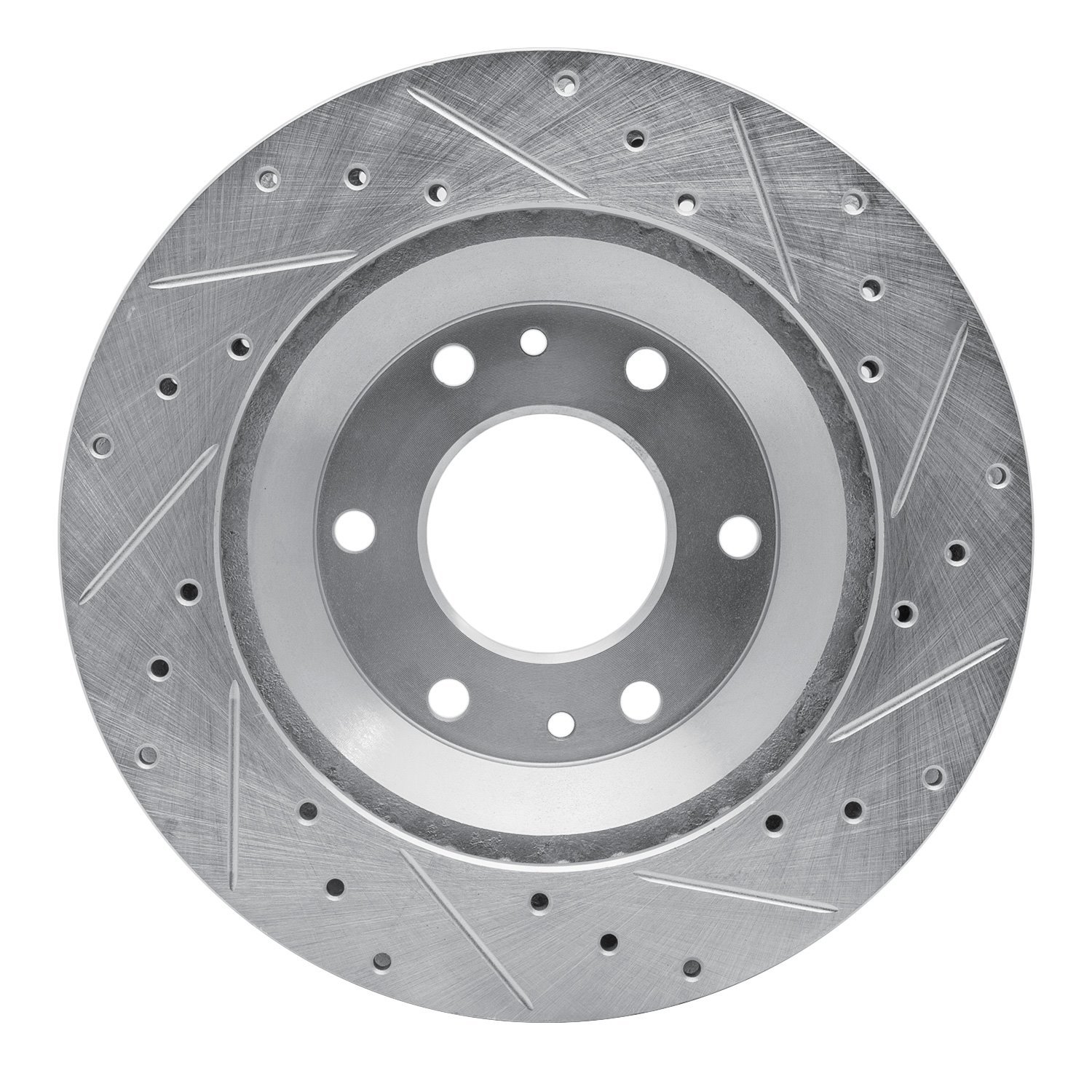631-48044L Drilled/Slotted Brake Rotor [Silver], 2002-2005 GM, Position: Front Left