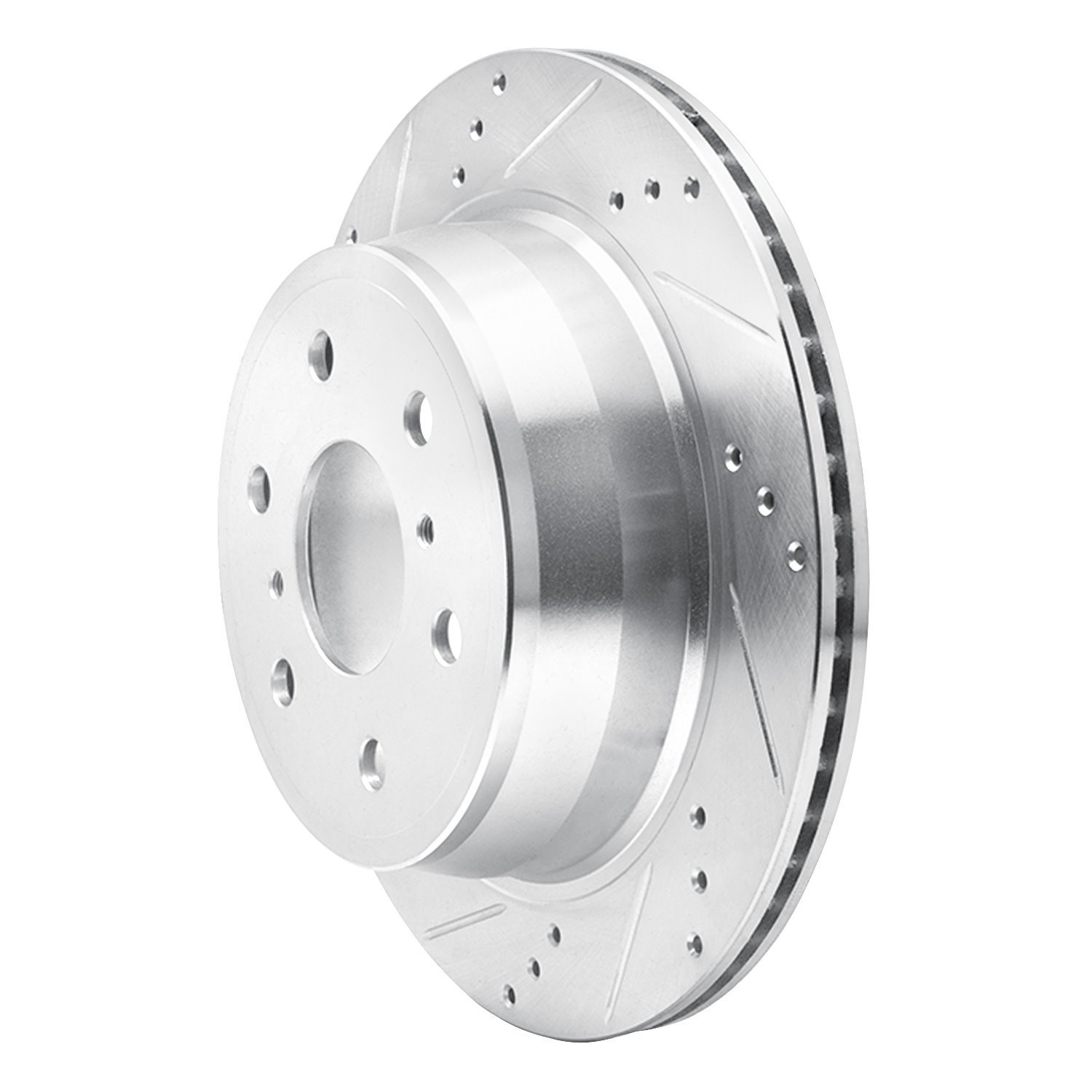 631-48053L Drilled/Slotted Brake Rotor [Silver], 2007-2020 GM, Position: Rear Left