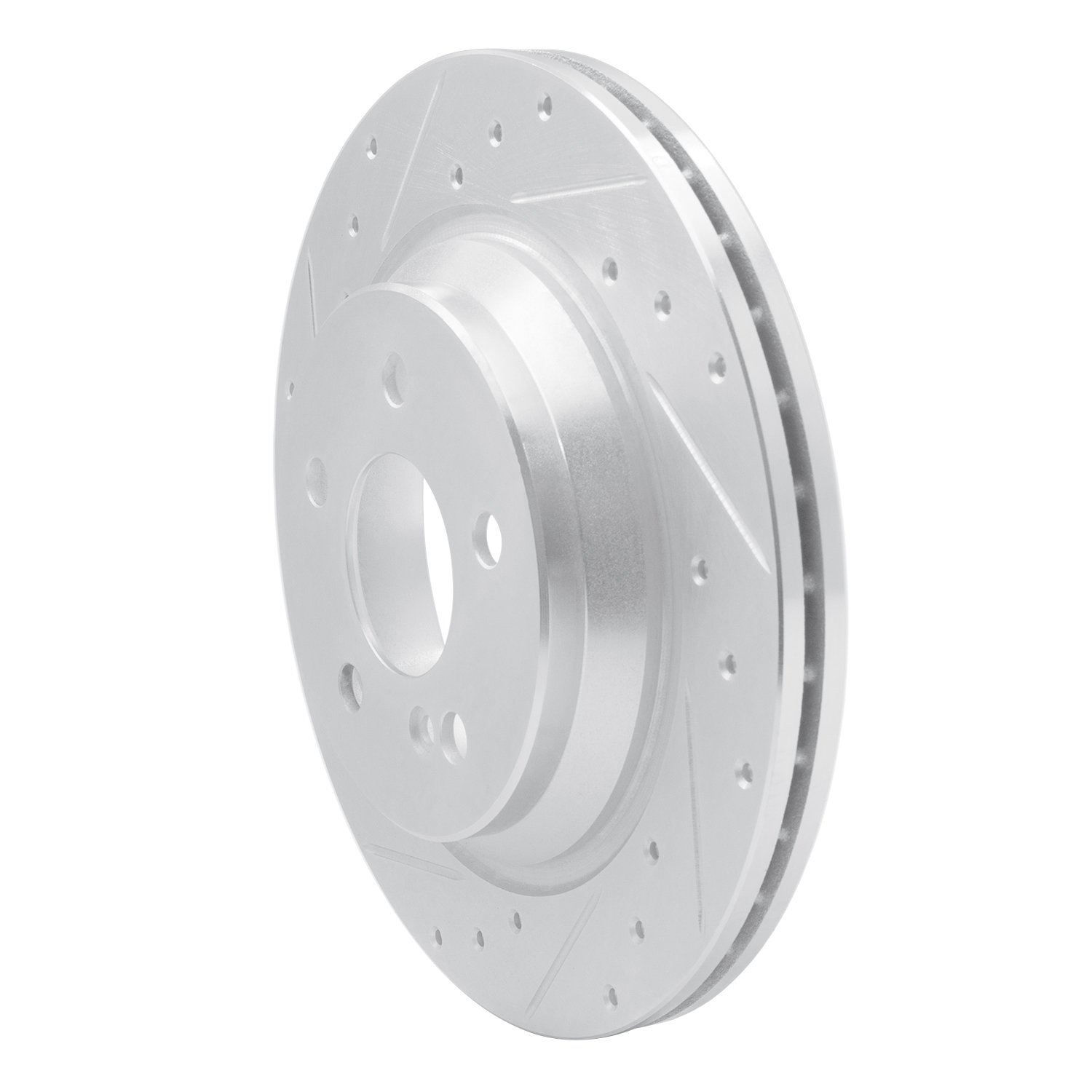 631-63034L Drilled/Slotted Brake Rotor [Silver], 2000-2006 Mercedes-Benz, Position: Rear Left