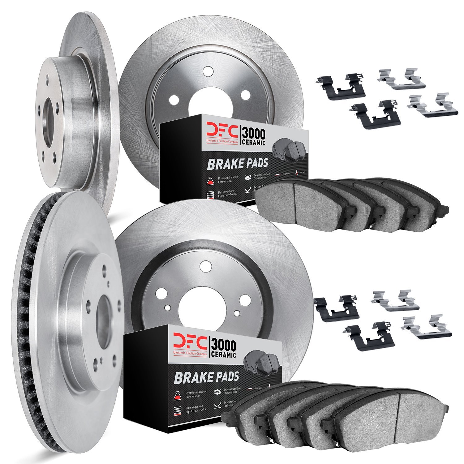 6314-54034 Brake Rotors with 3000-Series Ceramic Brake Pads Kit with Hardware, 1997-2000 Ford/Lincoln/Mercury/Mazda, Position: F