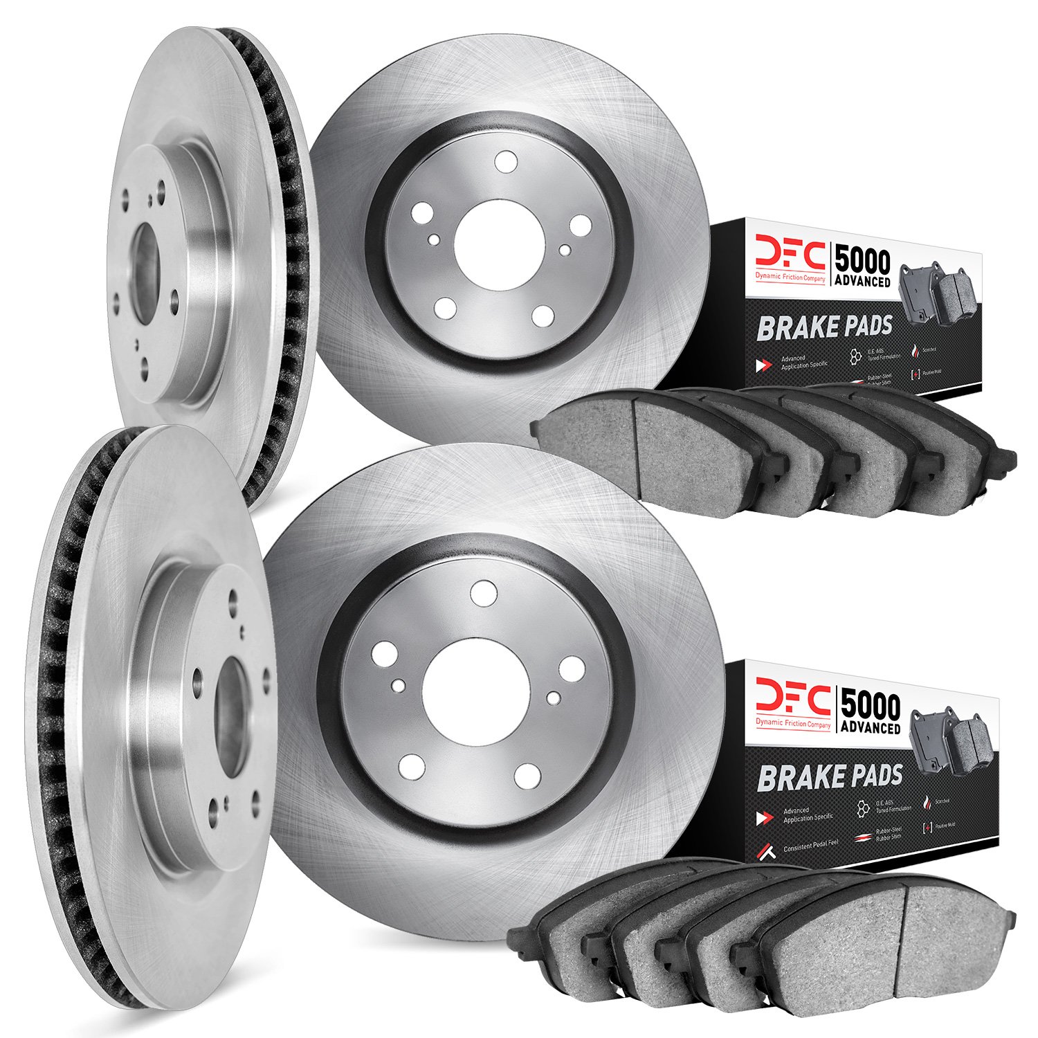 6504-72103 Brake Rotors w/5000 Advanced Brake Pads Kit, 1991-1993 Multiple Makes/Models, Position: Front and Rear