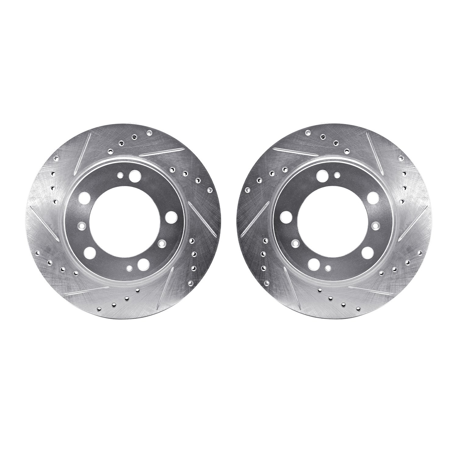 7002-02041 Drilled/Slotted Brake Rotors [Silver], 1997-2004 Porsche, Position: Rear