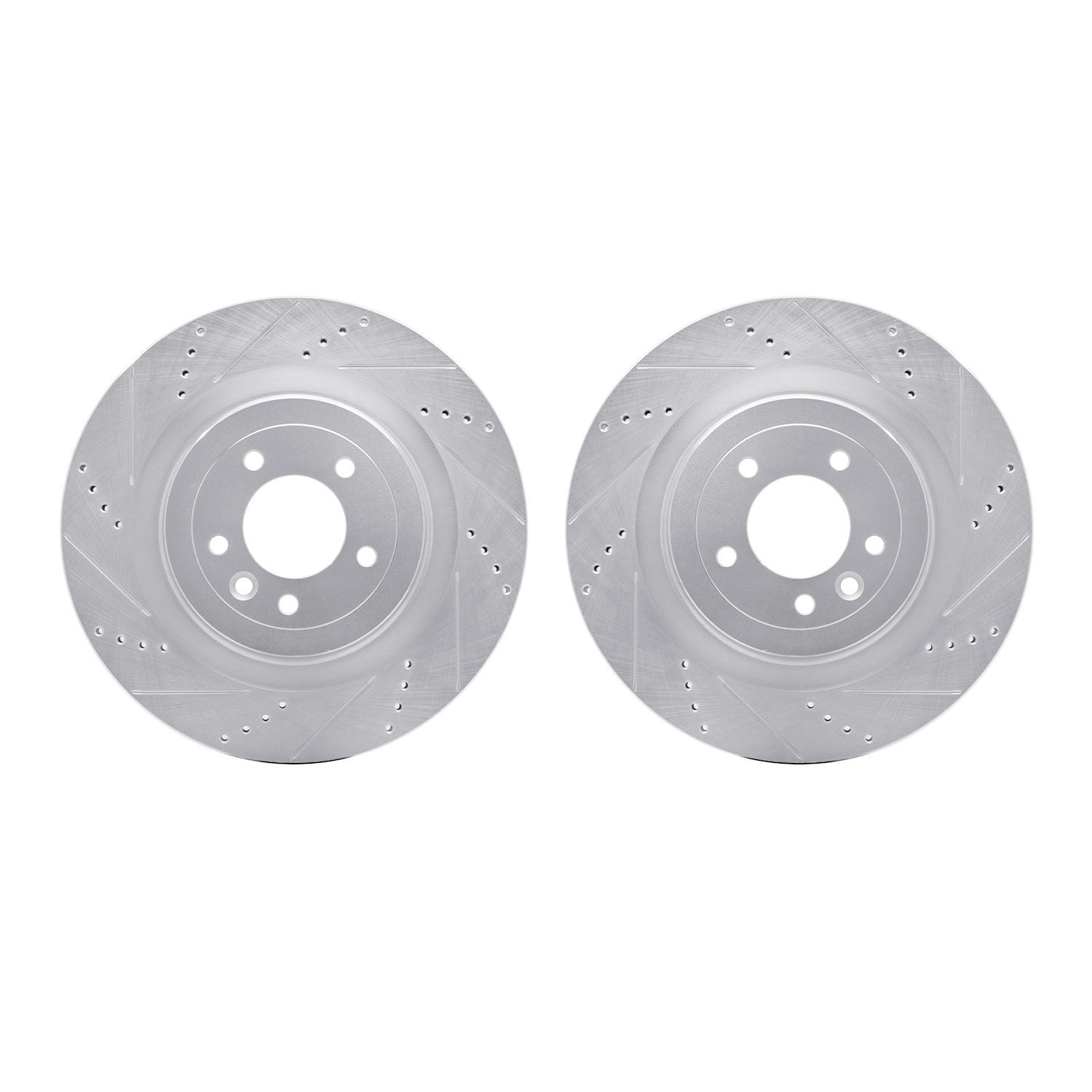 7002-11033 Drilled/Slotted Brake Rotors [Silver], Fits Select Land Rover, Position: Rear