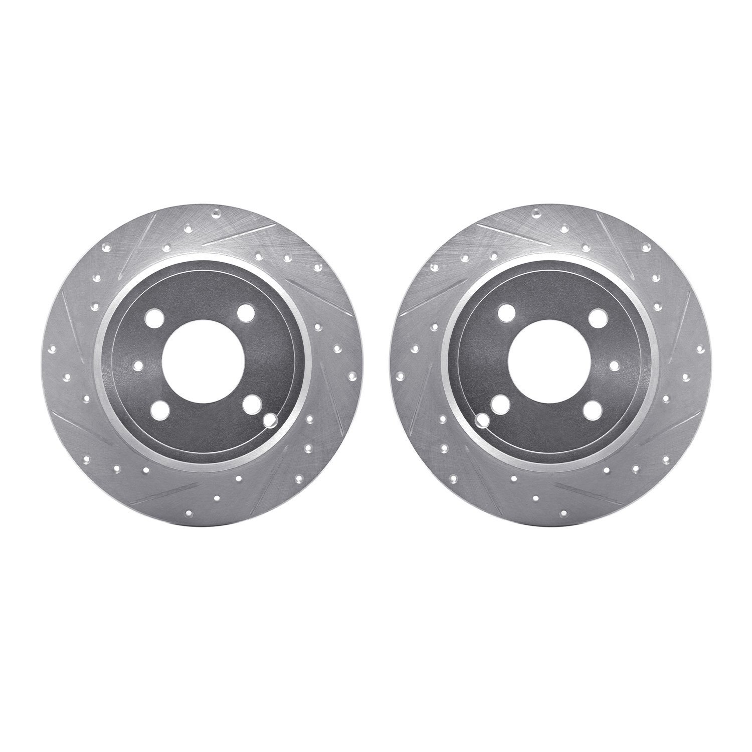 7002-27035 Drilled/Slotted Brake Rotors [Silver], 1993-1995 Volvo, Position: Rear