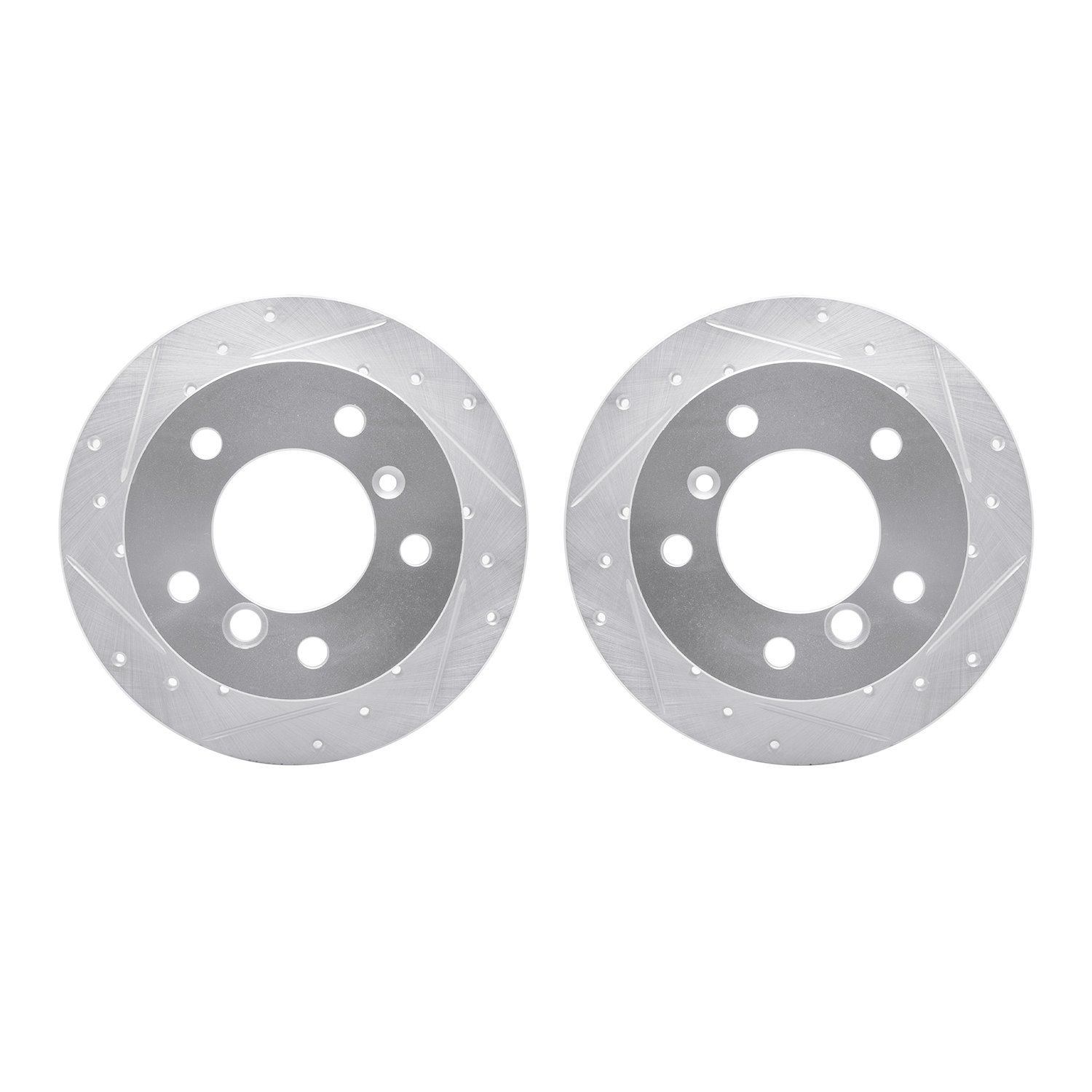 7002-40102 Drilled/Slotted Brake Rotors [Silver], 2002-2018 Multiple Makes/Models, Position: Rear