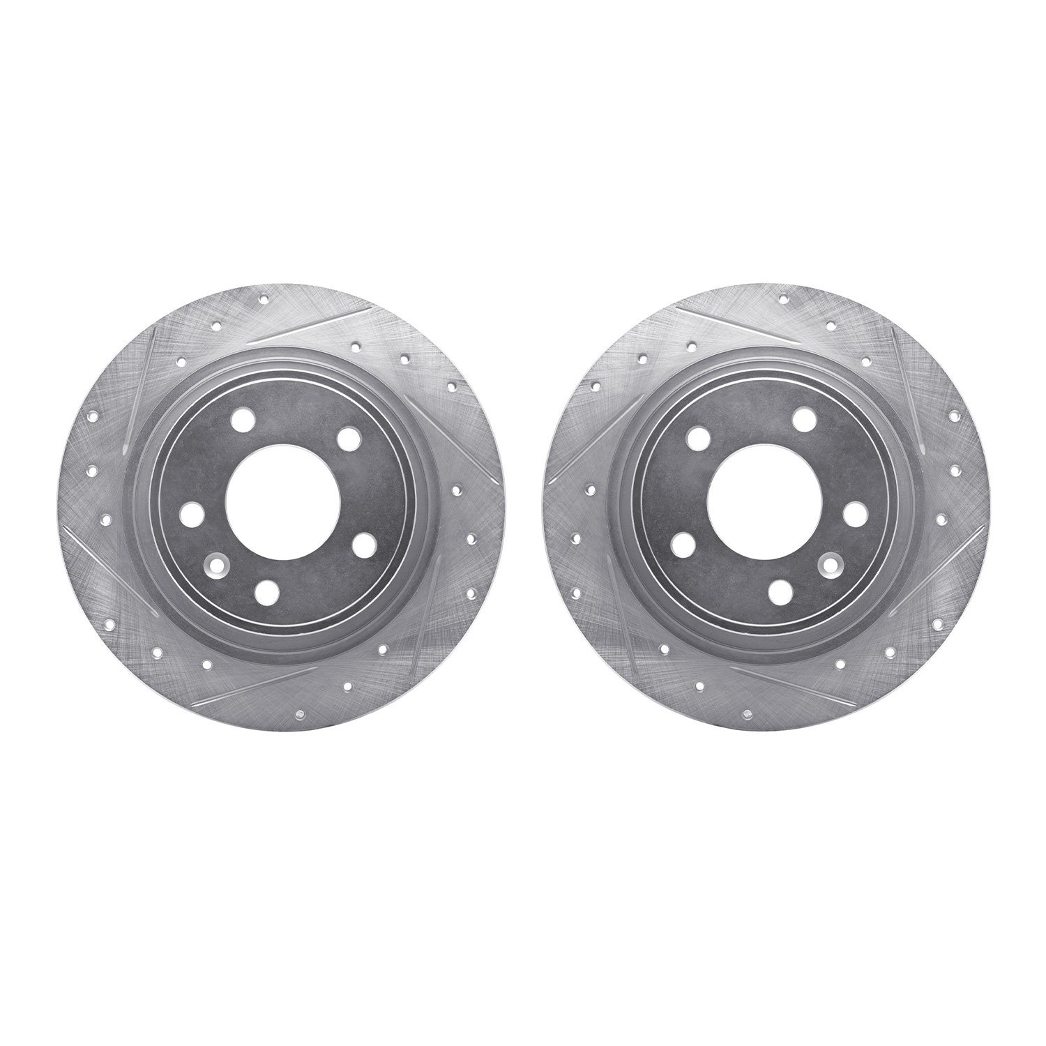 7002-47049 Drilled/Slotted Brake Rotors [Silver], 2011-2019 GM, Position: Rear
