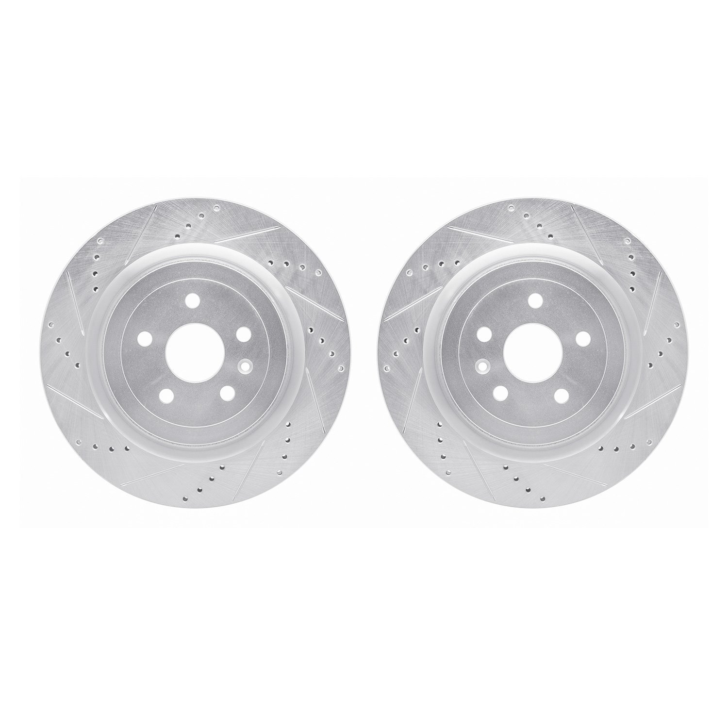 7002-47053 Drilled/Slotted Brake Rotors [Silver], Fits Select GM, Position: Rear
