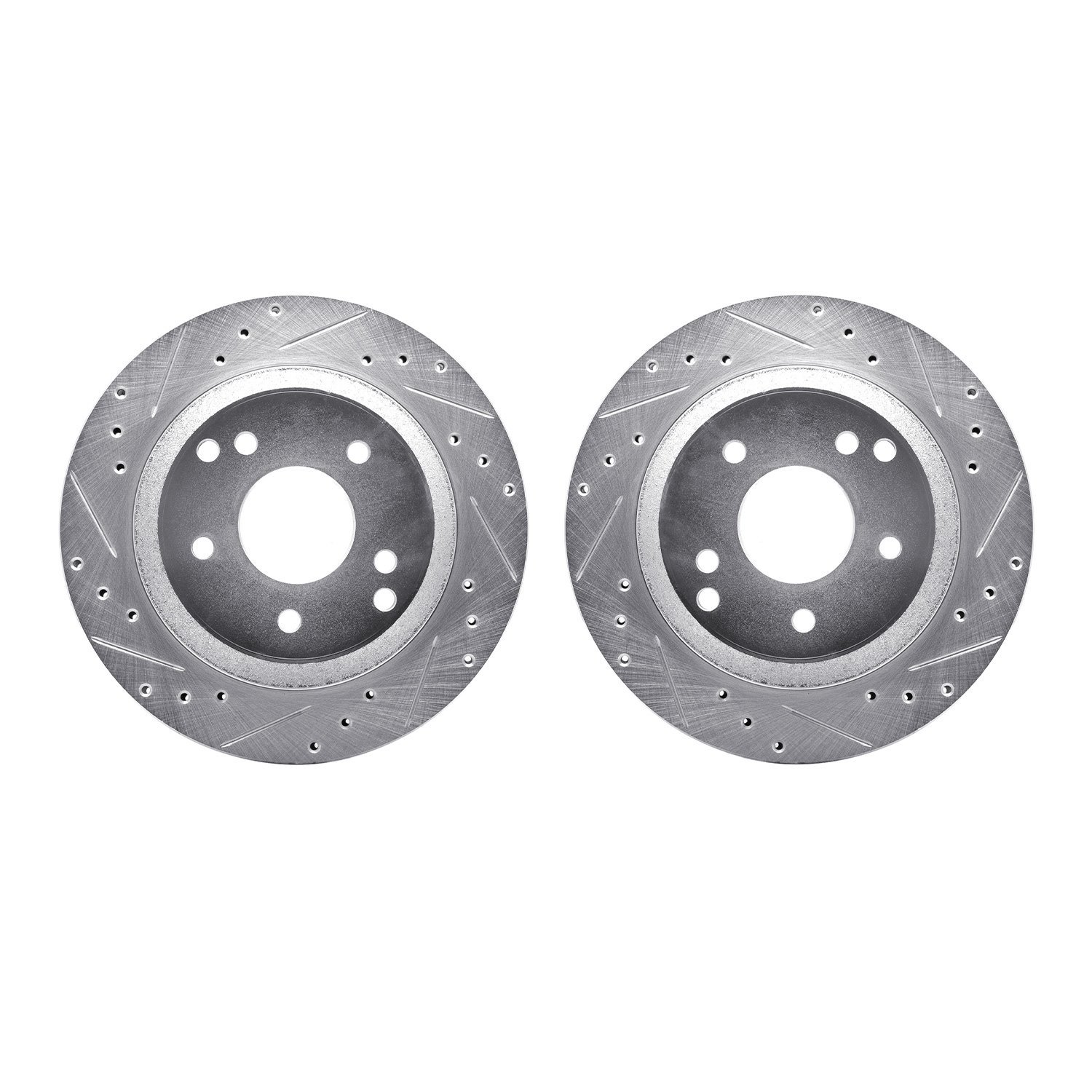 7002-47061 Drilled/Slotted Brake Rotors [Silver], 1988-1996 GM, Position: Rear